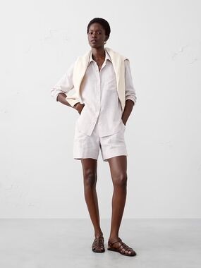 Light Cream Linen Blend Women’s Shorts